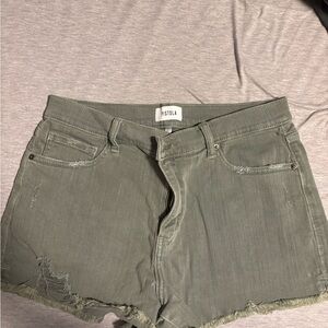 Pistola Green Jean Shorts Distressed Cut-Off